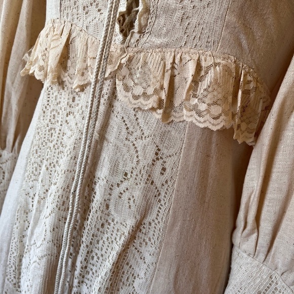 Gunne Sax by Jessica Black Label Vintage 9 Cream Boho Lace Dress Wedding - Picture 7 of 14